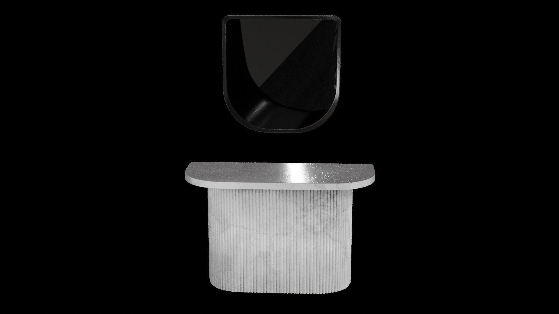 Marble Designer Table 04 with Mirror Low-poly 3D model_2