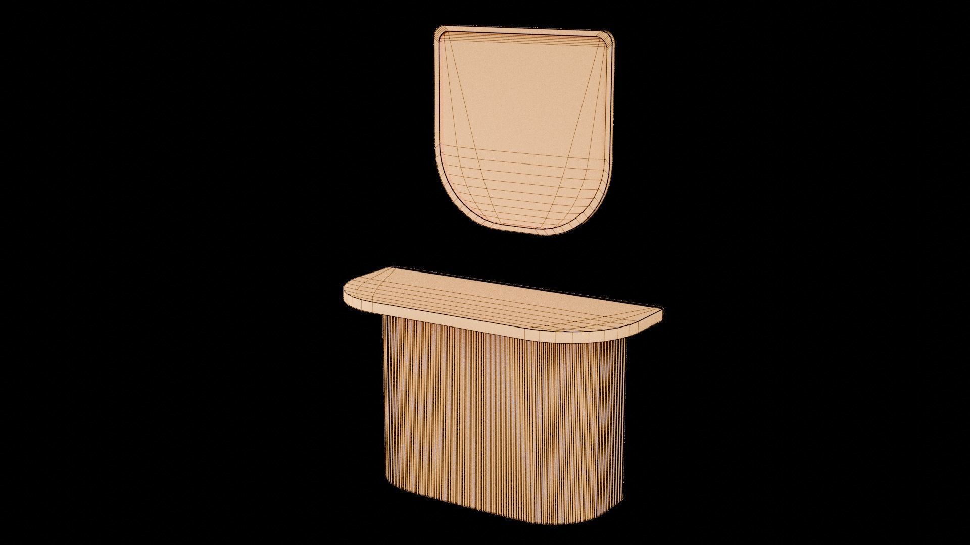 Marble Designer Table 04 with Mirror Low-poly 3D model_15