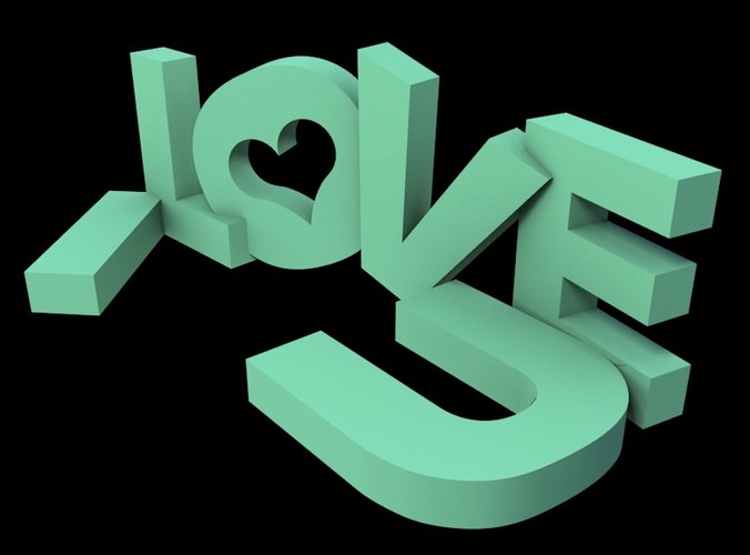I Love U - Shelf Decoration Free 3D print model