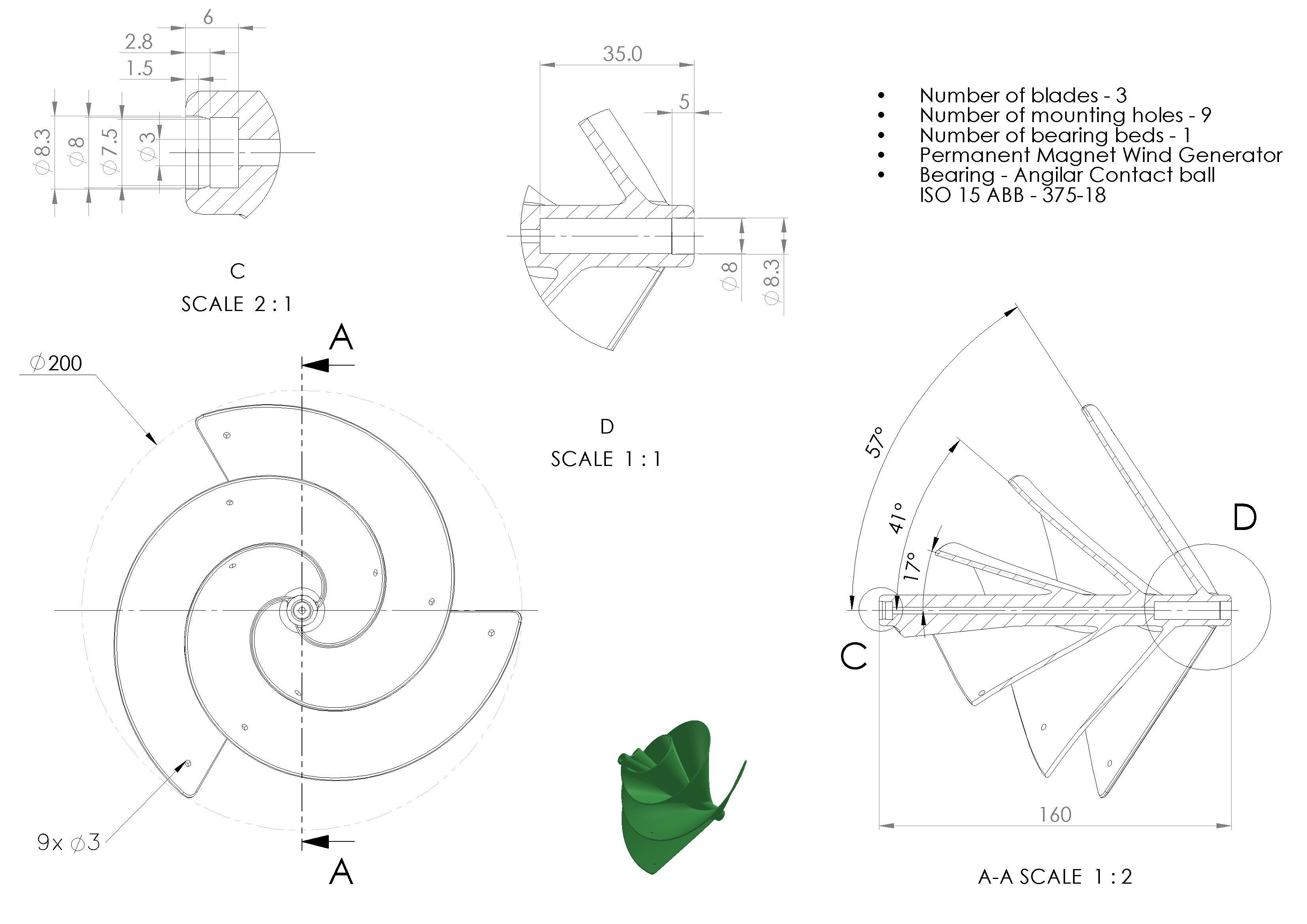 Fibonacci Wind Turbine 3D print model_26