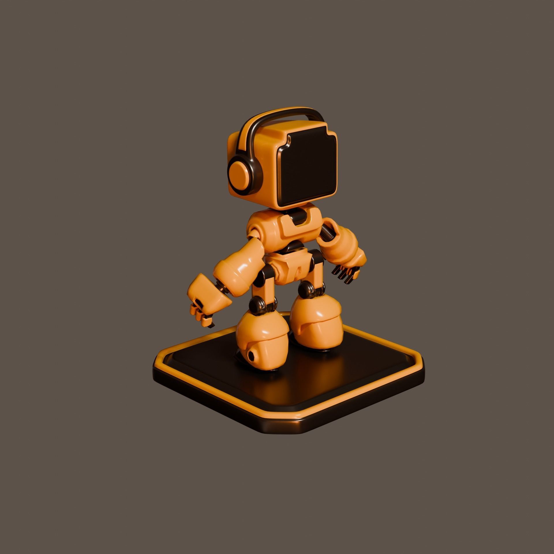 Block Robot Low-poly 3D model_3