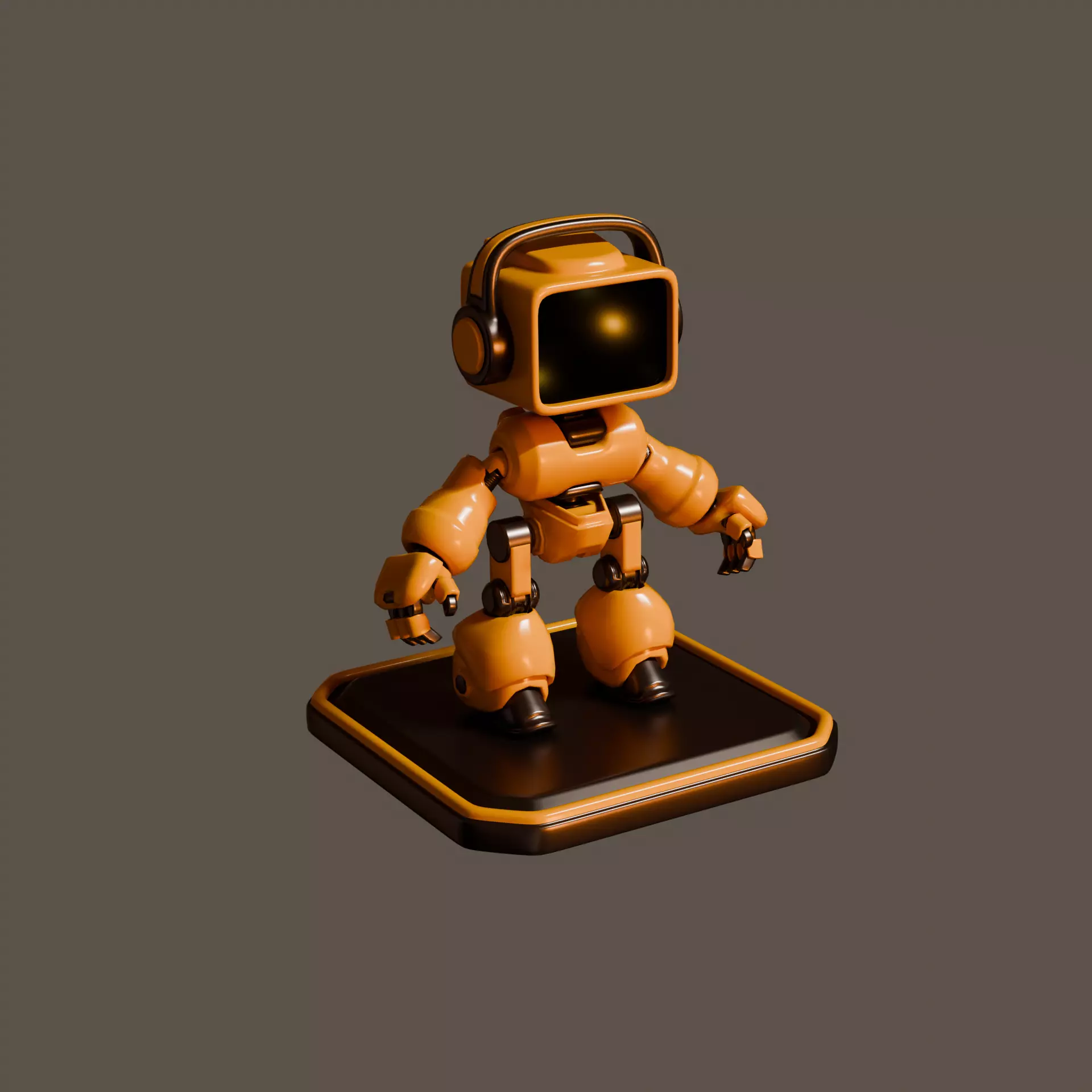 Block Robot Low-poly 3D model_0