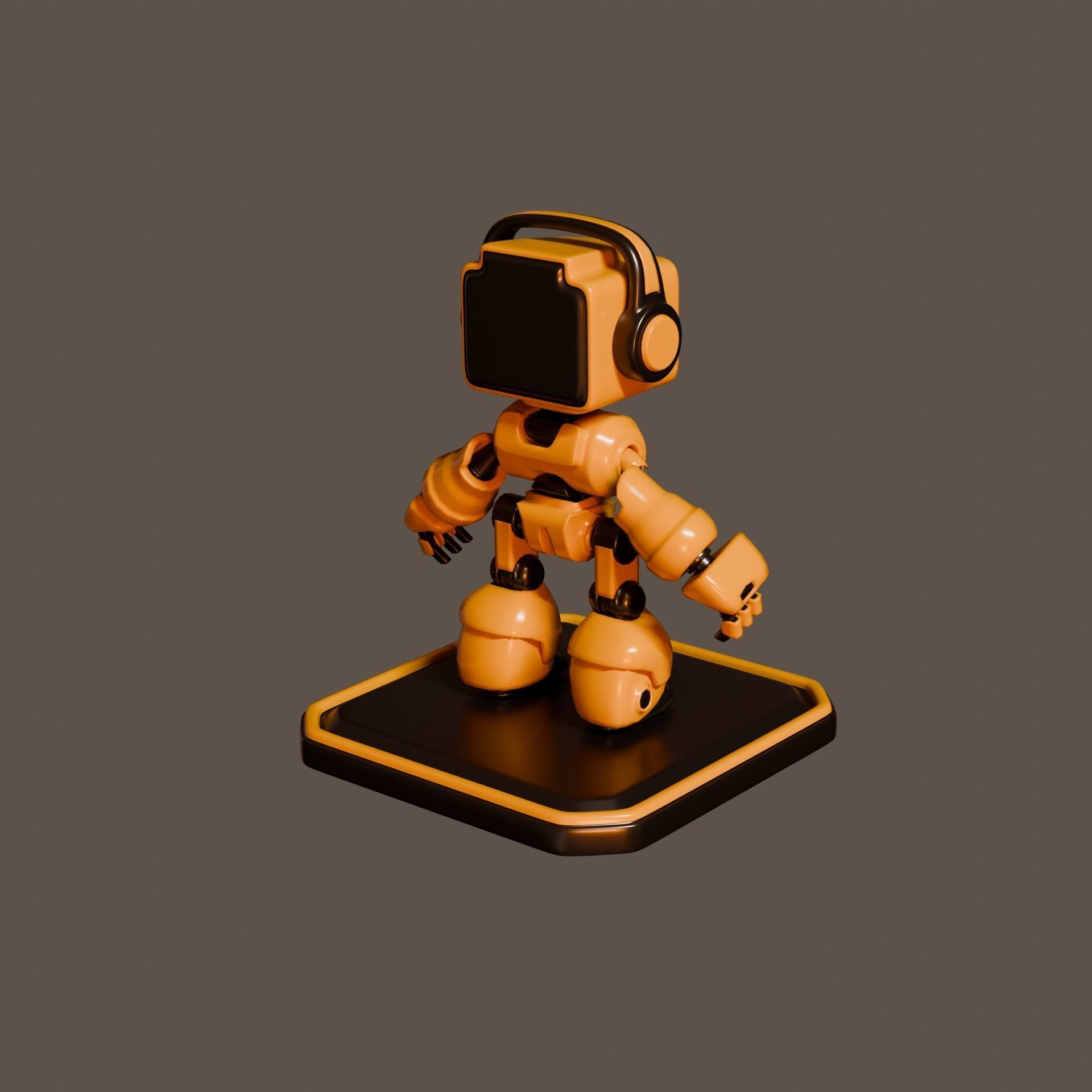 Block Robot Low-poly 3D model_4