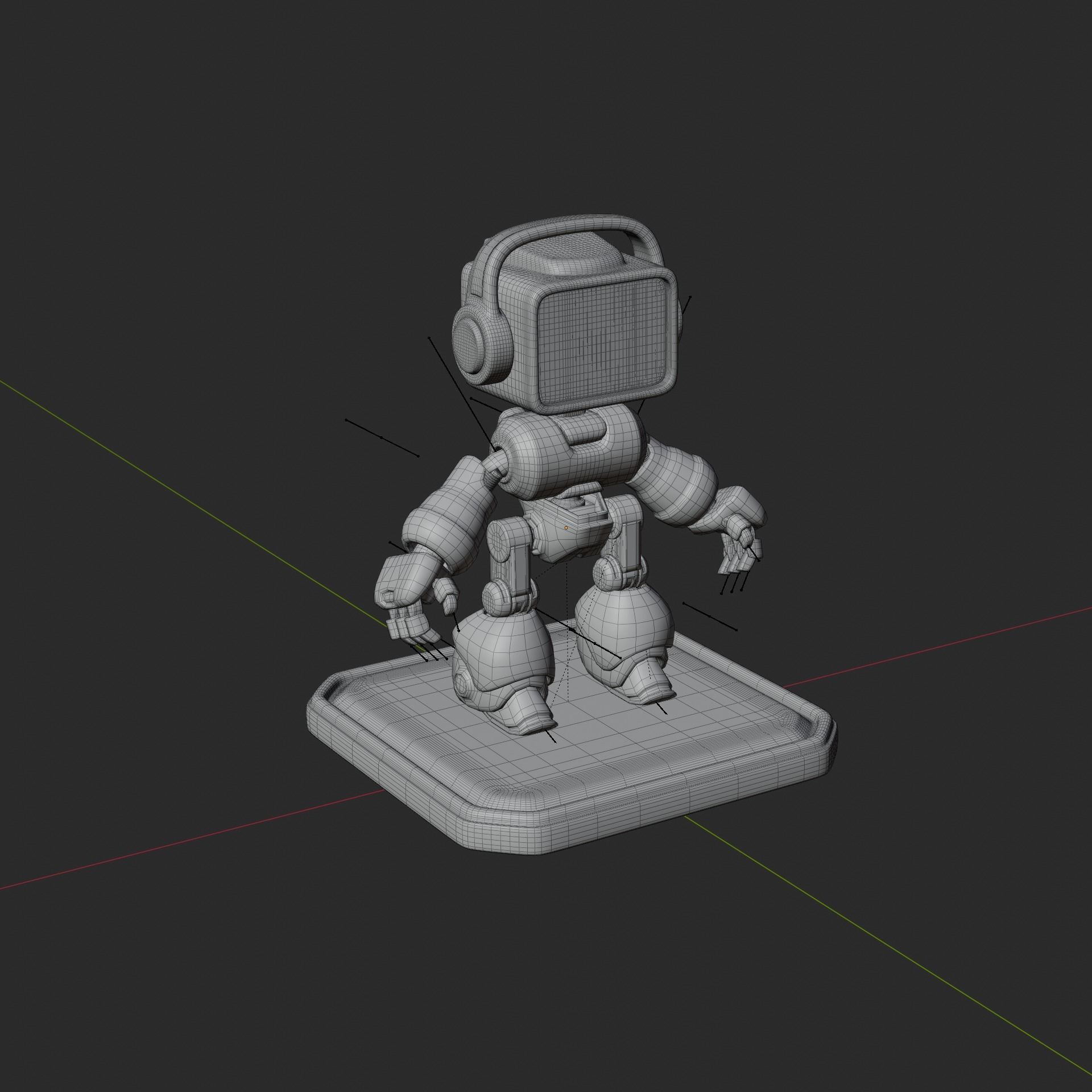Block Robot Low-poly 3D model_7