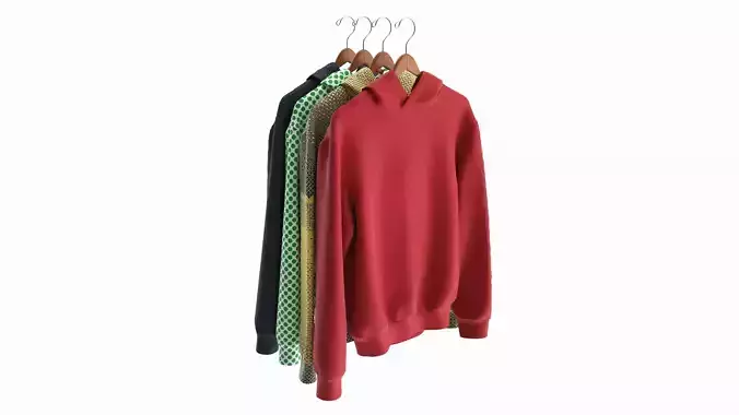 Clothing Oversized Hoodies Long Sleeve on Hanger 1 3D model