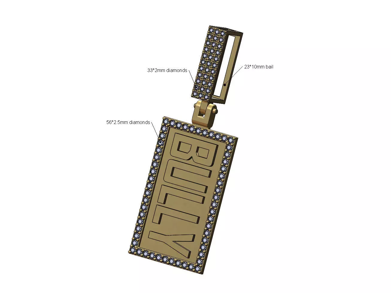 Iced Bully diamond pendant 3D print model
