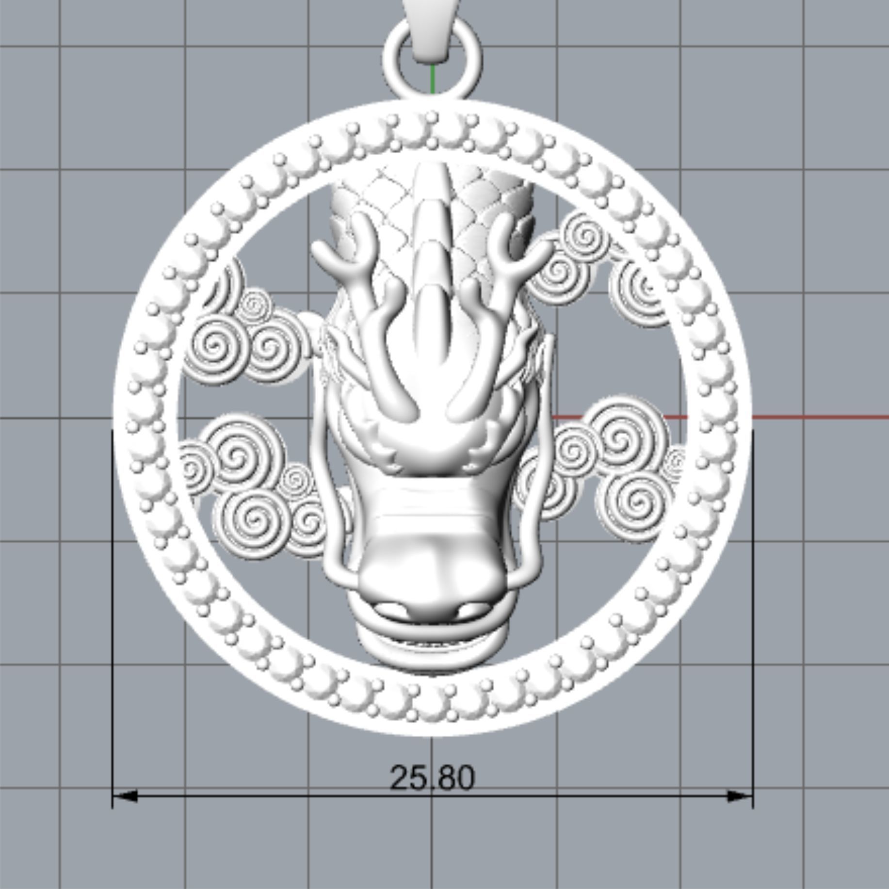 pendant dragon directcasting 3D print model_3