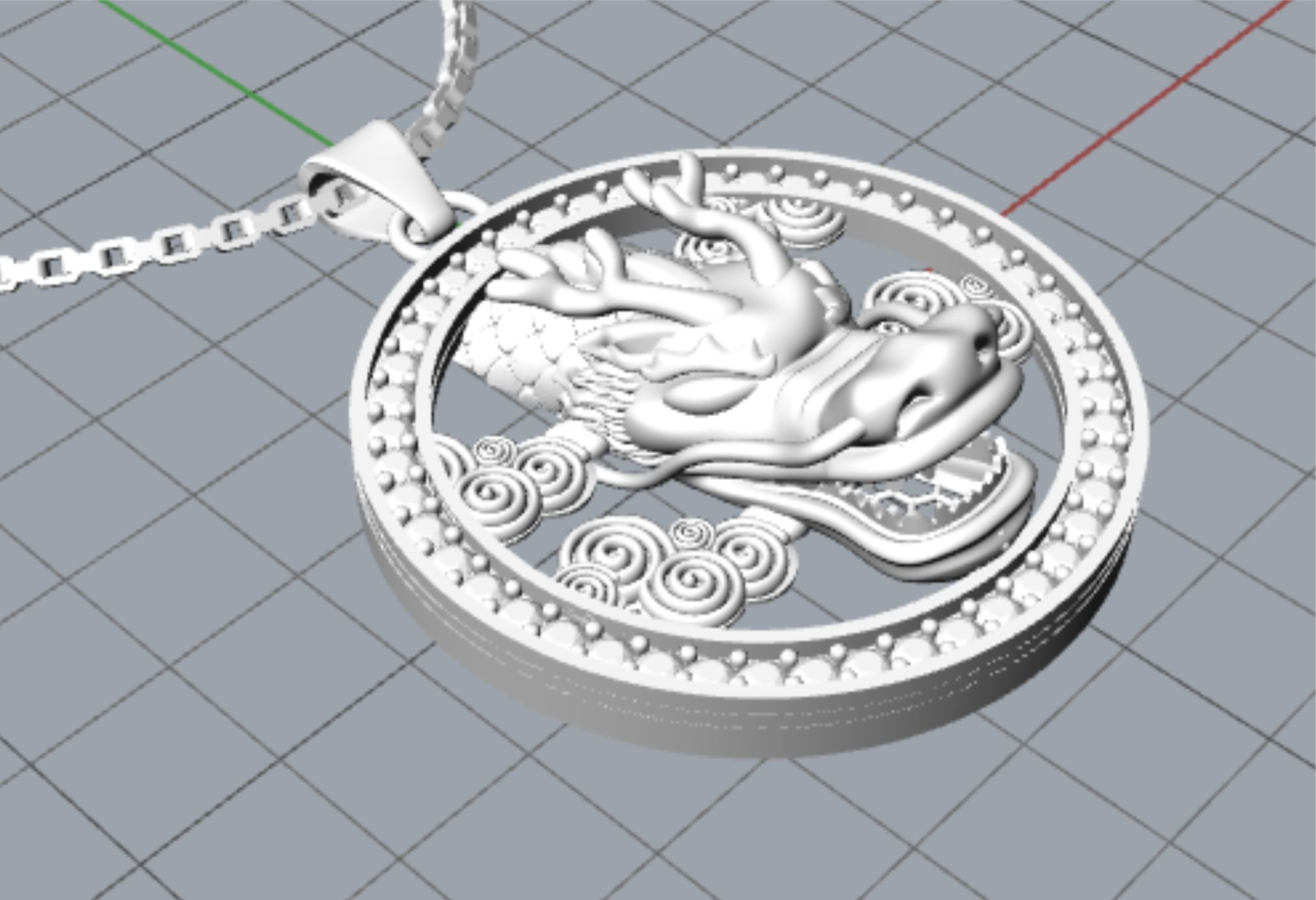 pendant dragon directcasting 3D print model_5