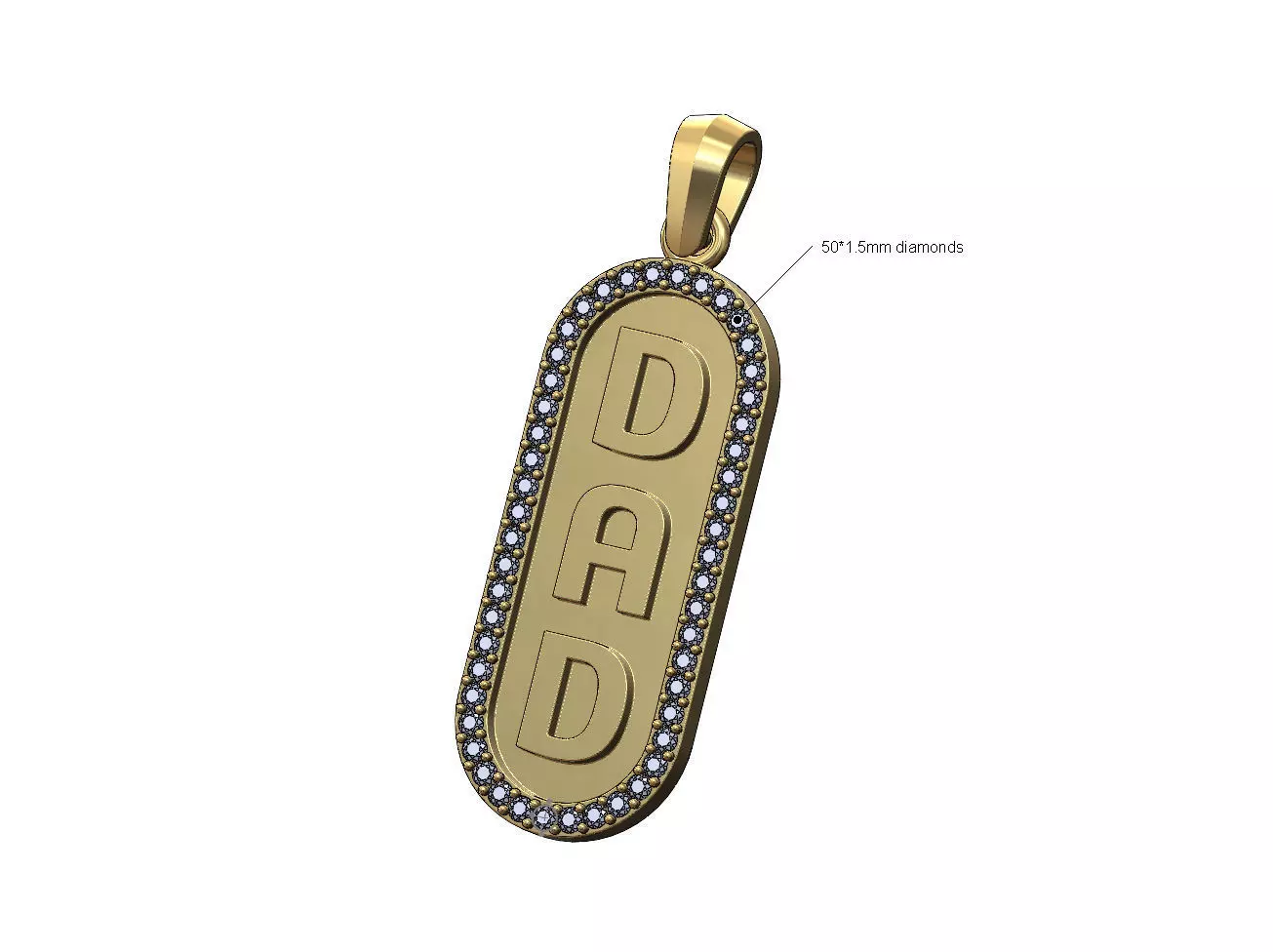 Dad diamond slot pendant with bail 3D print model