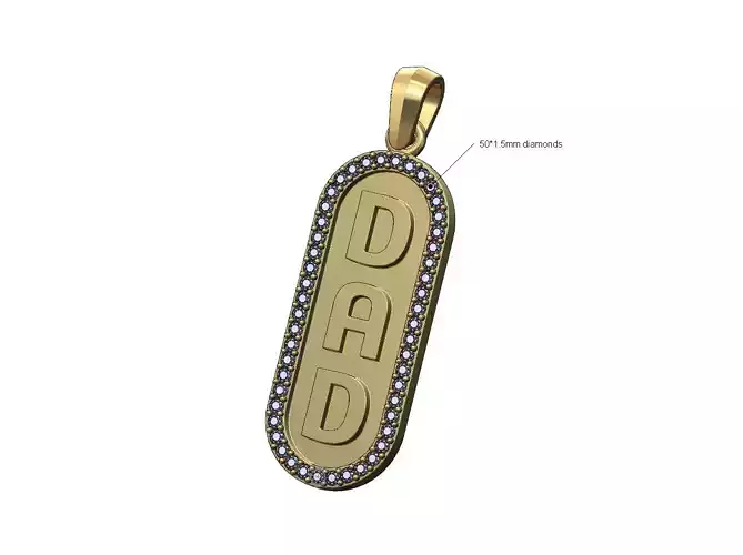 Dad diamond slot pendant with bail 3D print model
