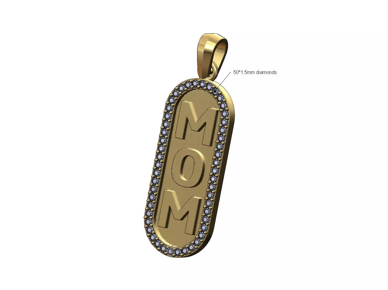 Mom diamond slot pendant with bail 3D print model