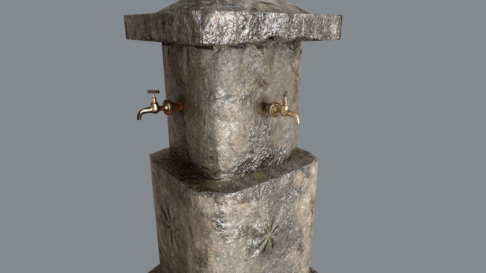 Multiple Drinking Water Taps Low-poly 3D model_4