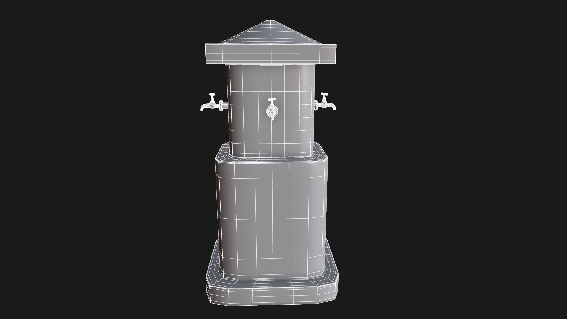 Multiple Drinking Water Taps Low-poly 3D model_8