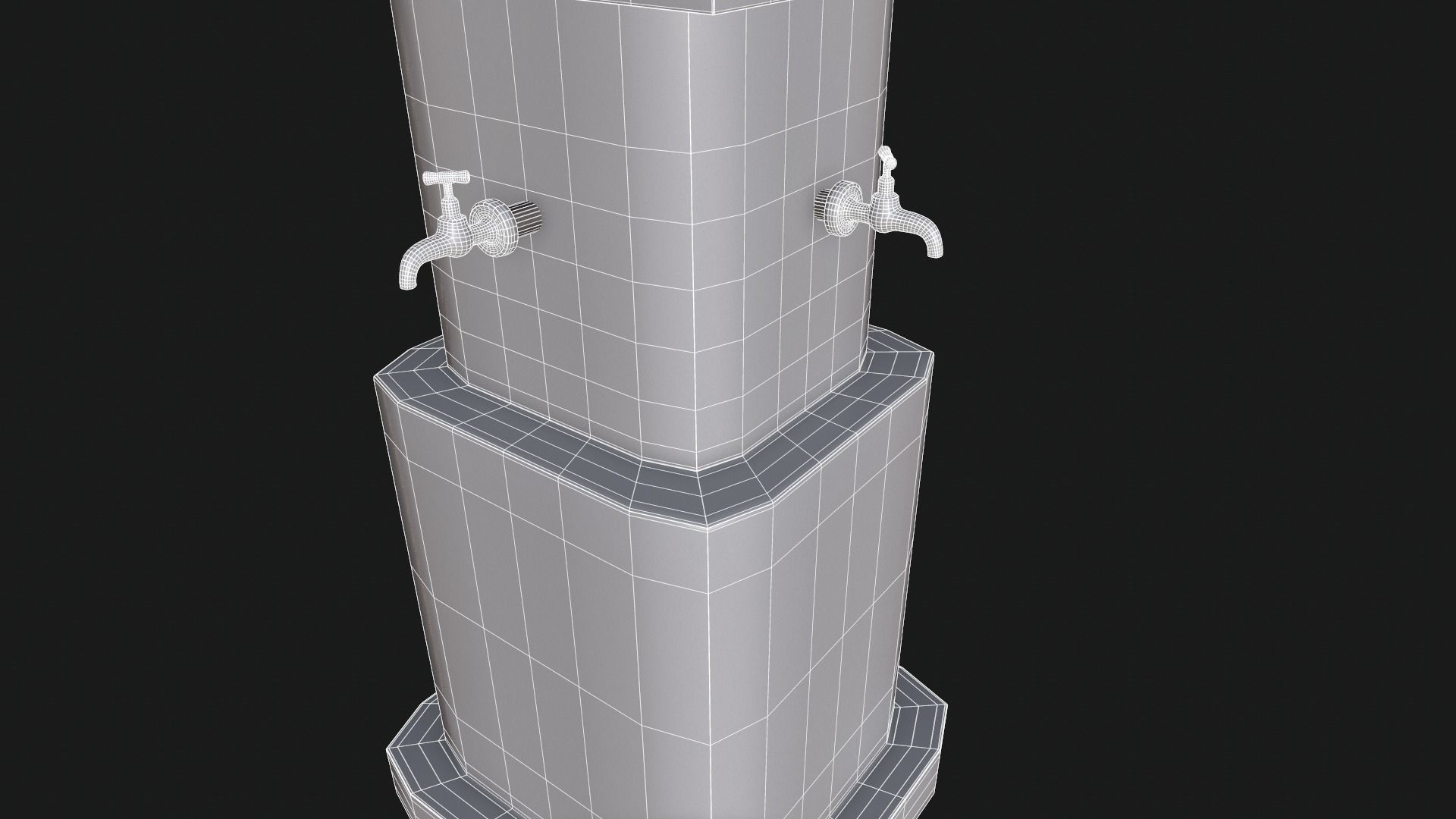 Multiple Drinking Water Taps Low-poly 3D model_7