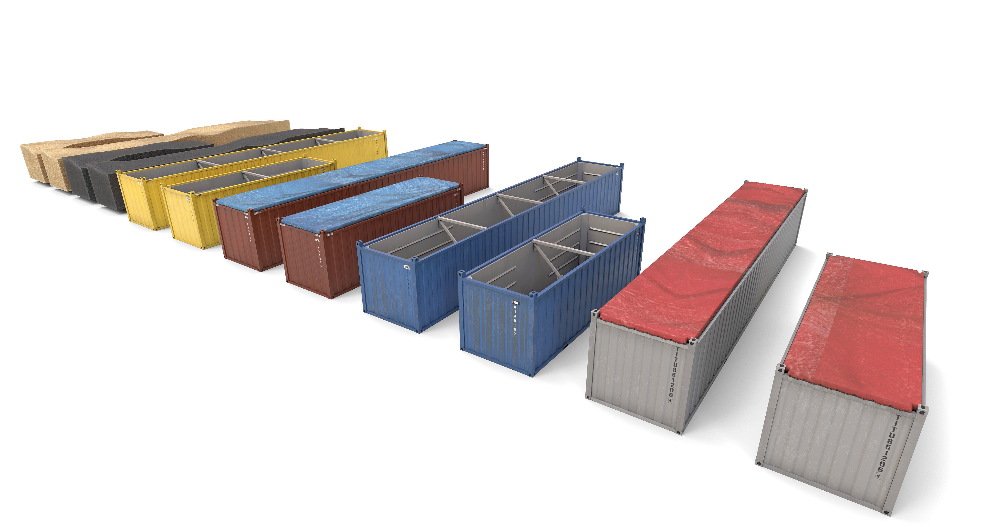 Open Top Containers 3D model_1