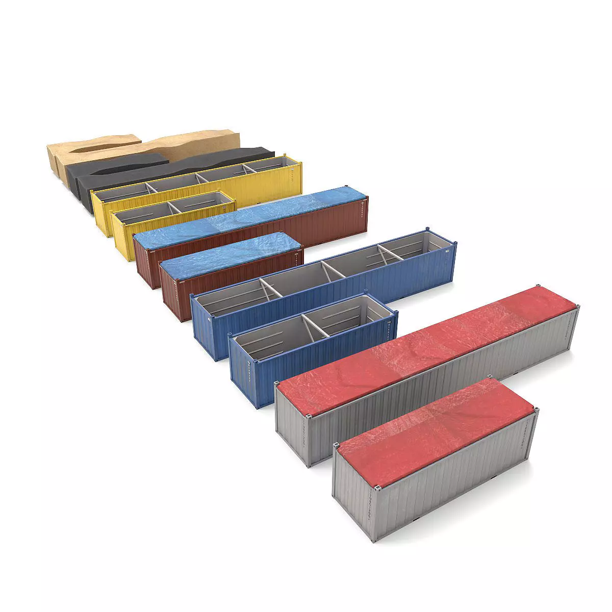 Open Top Containers 3D model_0