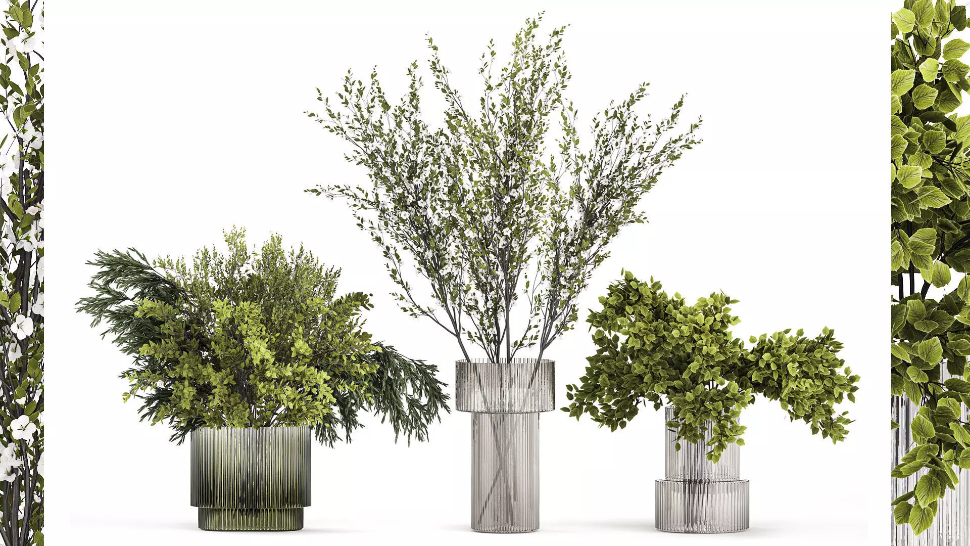 Bouquet of cherry blossom branches greenery sakura vase 352 3D model