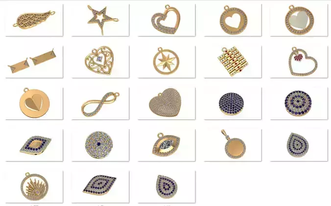 23 Light Weight Pendant Necklace 3dm models pack