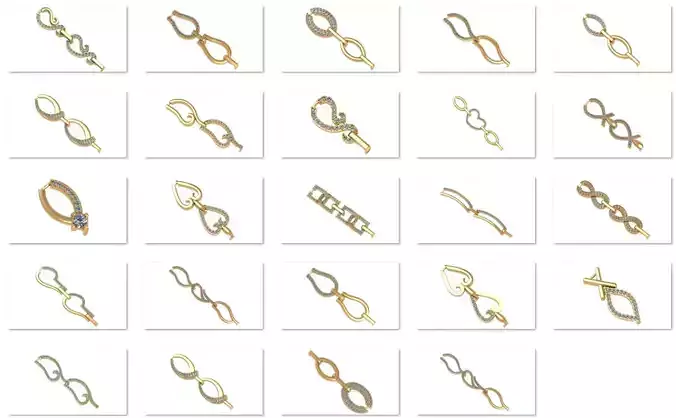 24 Diamond Bracelet Necklace Chain Links 3dm model Pack