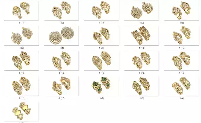 21 Diamond Hoops Earrings 3dm model pack