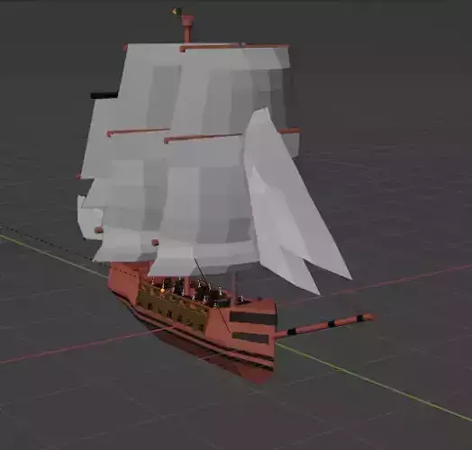 War Frigate Low-poly 3D model