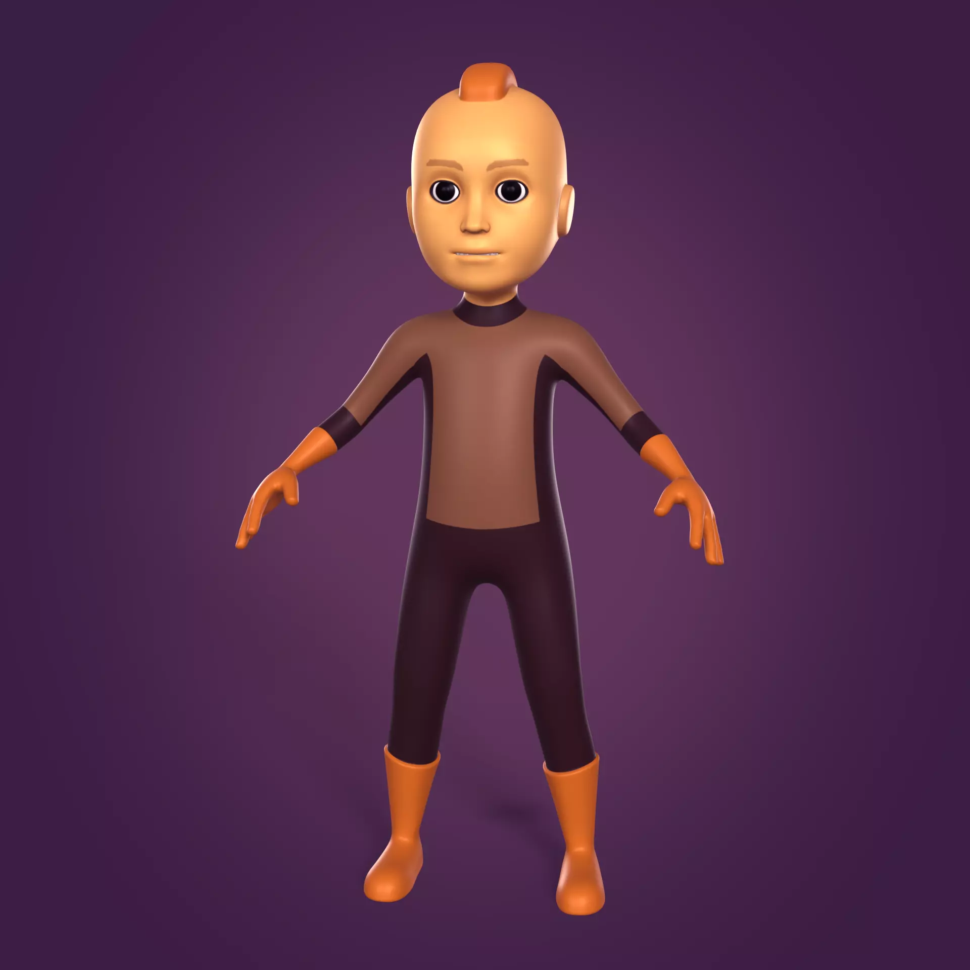 FK-IK Cartoon Rigged Character - Man - Boy - Alien - Monster Low-poly 3D model_0