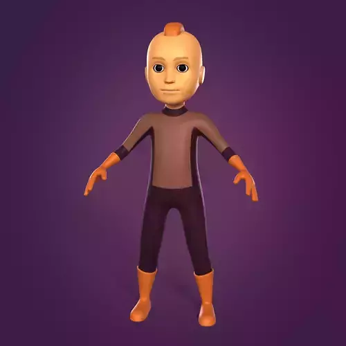 FK-IK Cartoon Rigged Character - Man - Boy - Alien - Monster Low-poly 3D model