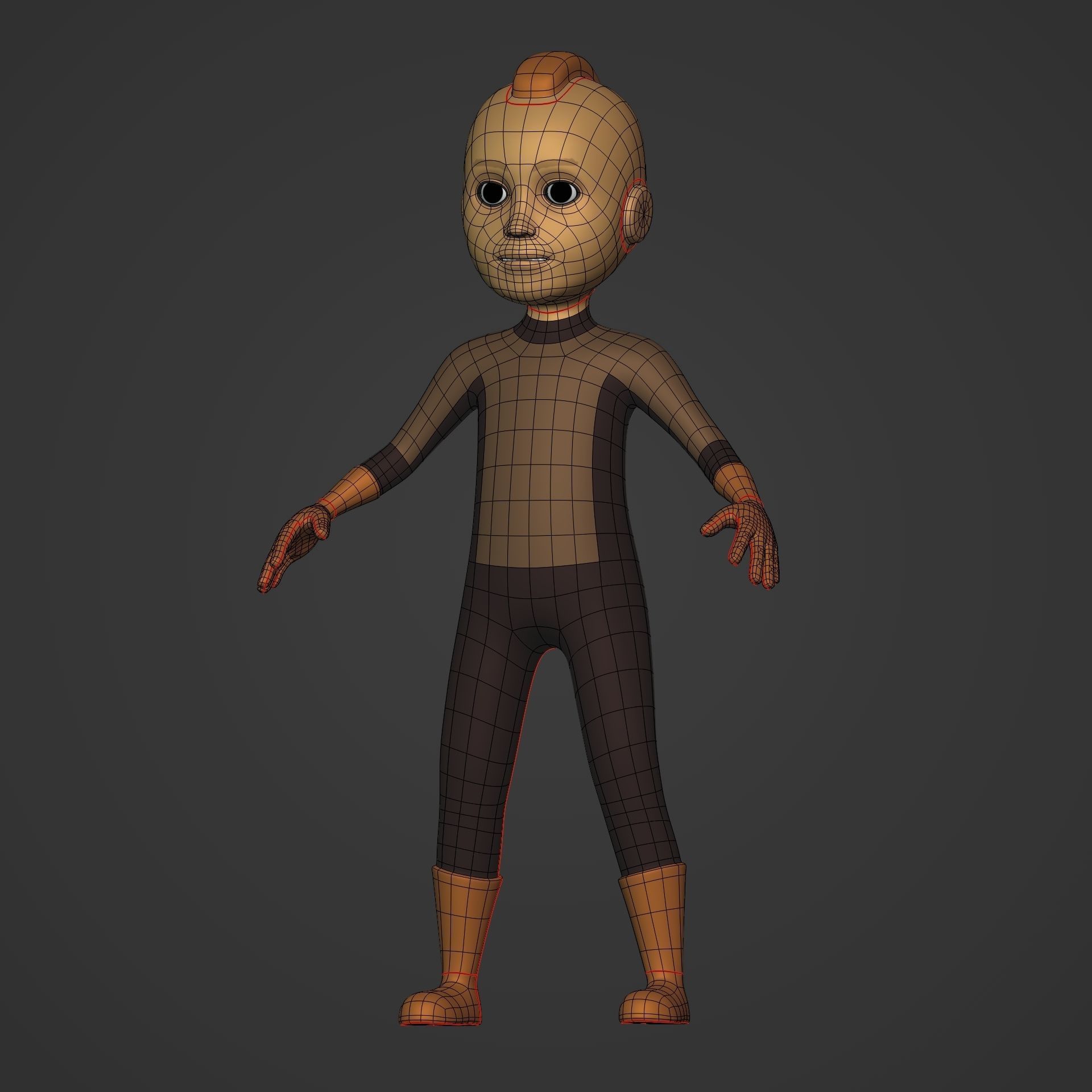 FK-IK Cartoon Rigged Character - Man - Boy - Alien - Monster Low-poly 3D model_4