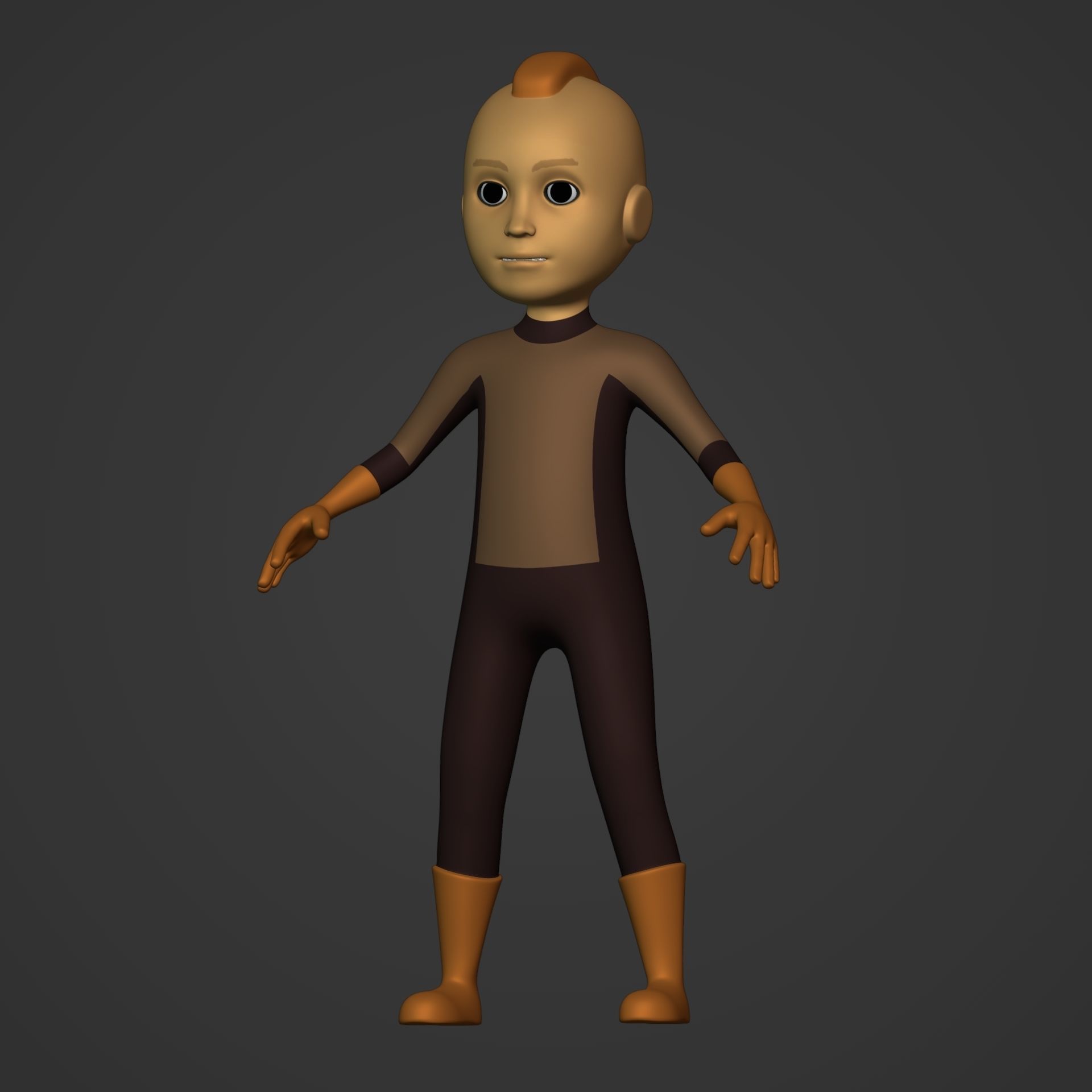 FK-IK Cartoon Rigged Character - Man - Boy - Alien - Monster Low-poly 3D model_3