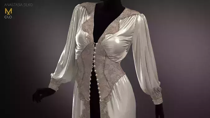 Lace Boudoir Robe Woman dress- MD - CLO Project file OBJ FBX