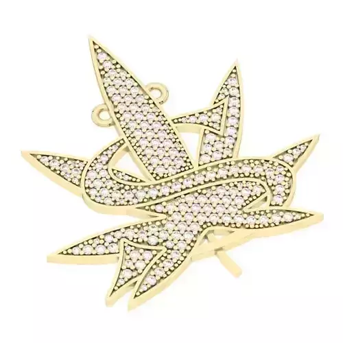 Weed leaf pendant 3D print model