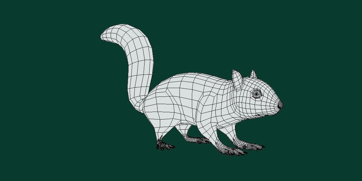 Fox Squirrel Rodent Low-poly 3D model_5