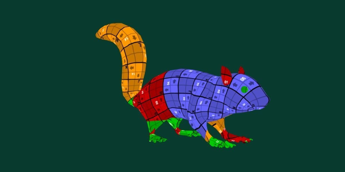 Fox Squirrel Rodent Low-poly 3D model_7