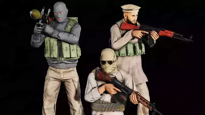 Modular Insurgents Pack Low-poly 3D model