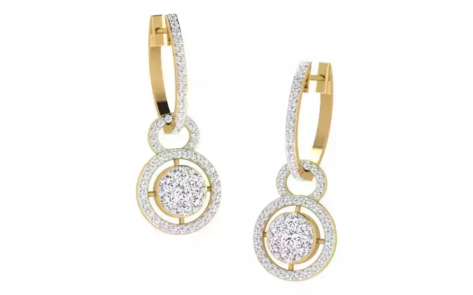 Light Weight Yellow Gold Diamond Earring  -ER-2198
