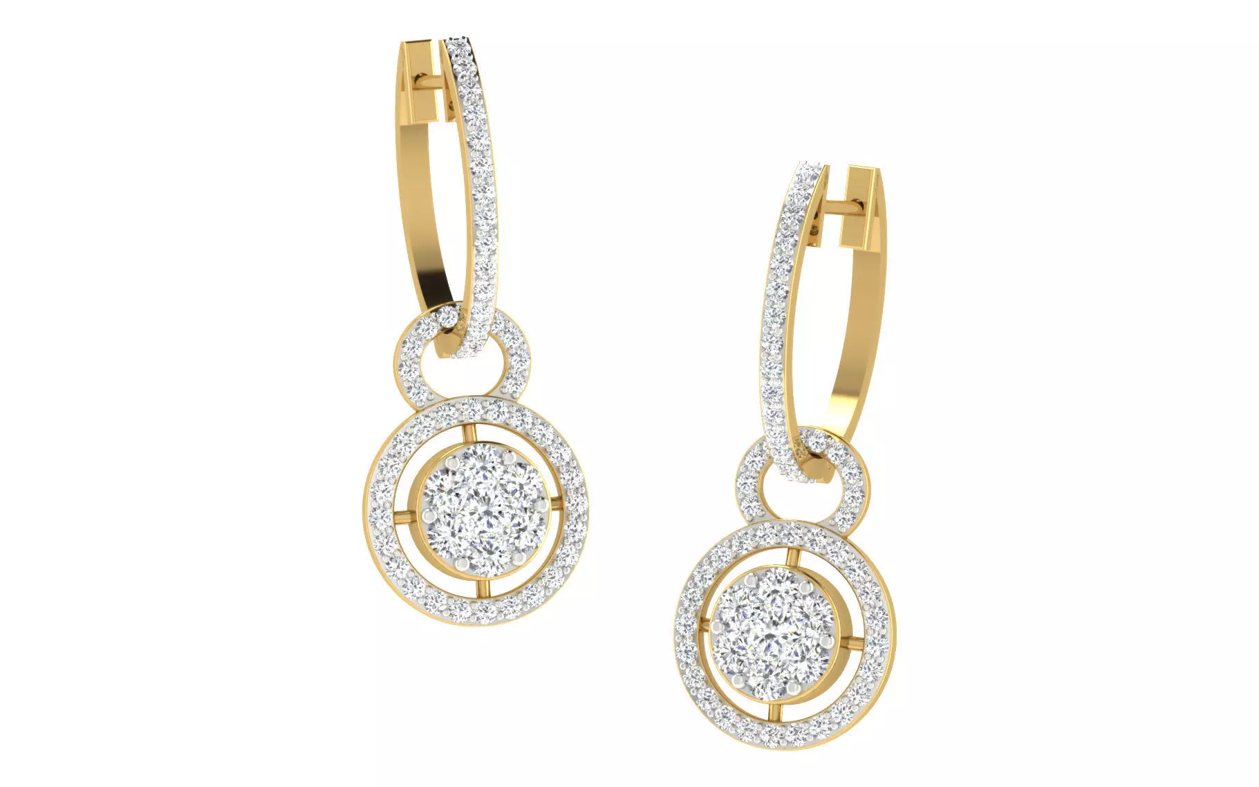 Light Weight Yellow Gold Diamond Earring -ER-2198 3D print model