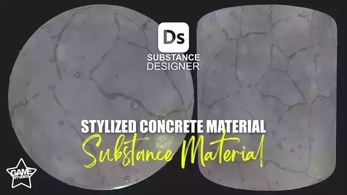 Stylized Cracked Concrete Material 02 - Substance 3D Designer Texture