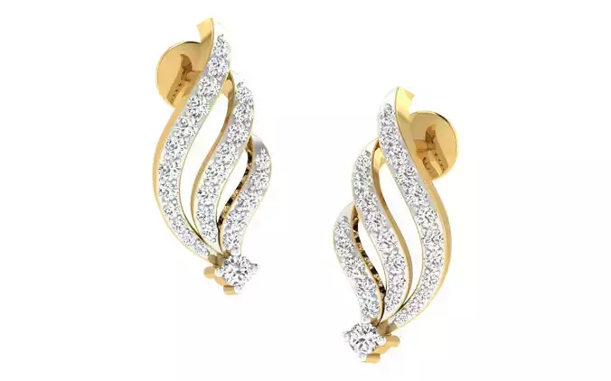 Light Weight Yellow Gold Diamond Earring  -ER-2202