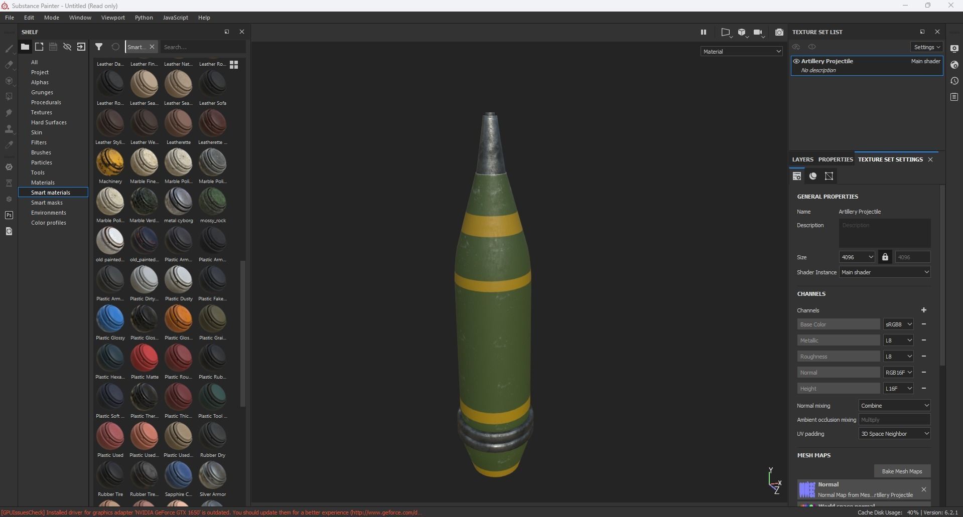 Artillery Projectile Low-poly 3D model_6