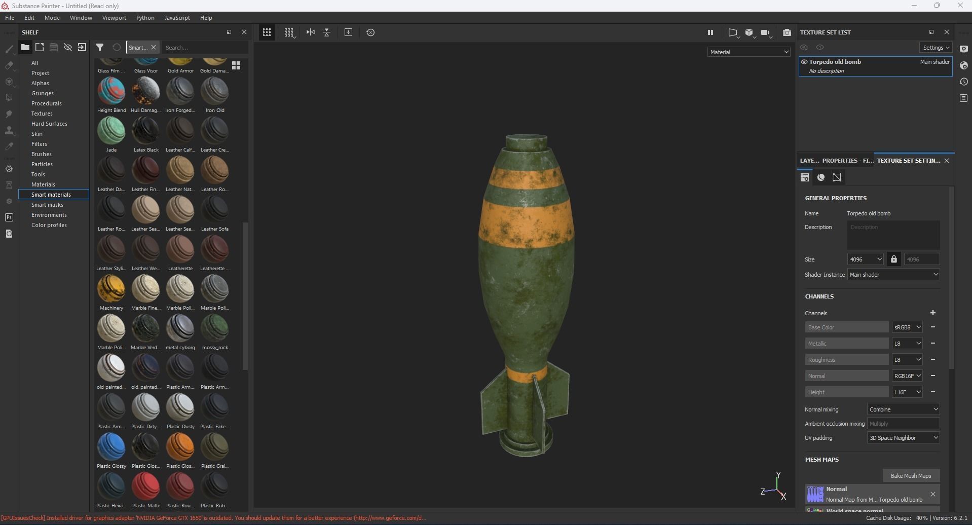 Torpedo old bomb Low-poly 3D model_6