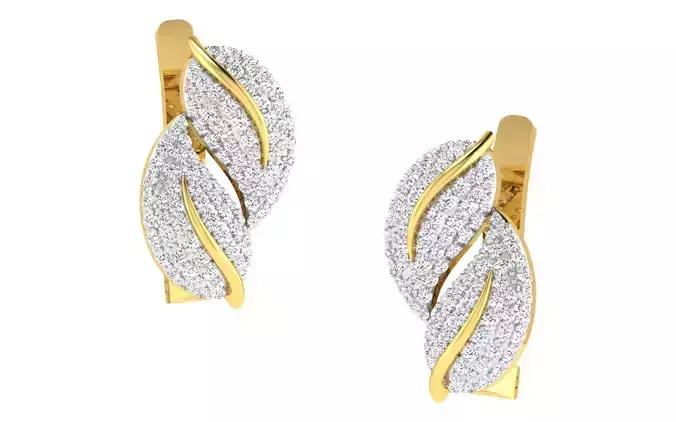Light Weight Yellow Gold Diamond Earring  -EZ BI-3