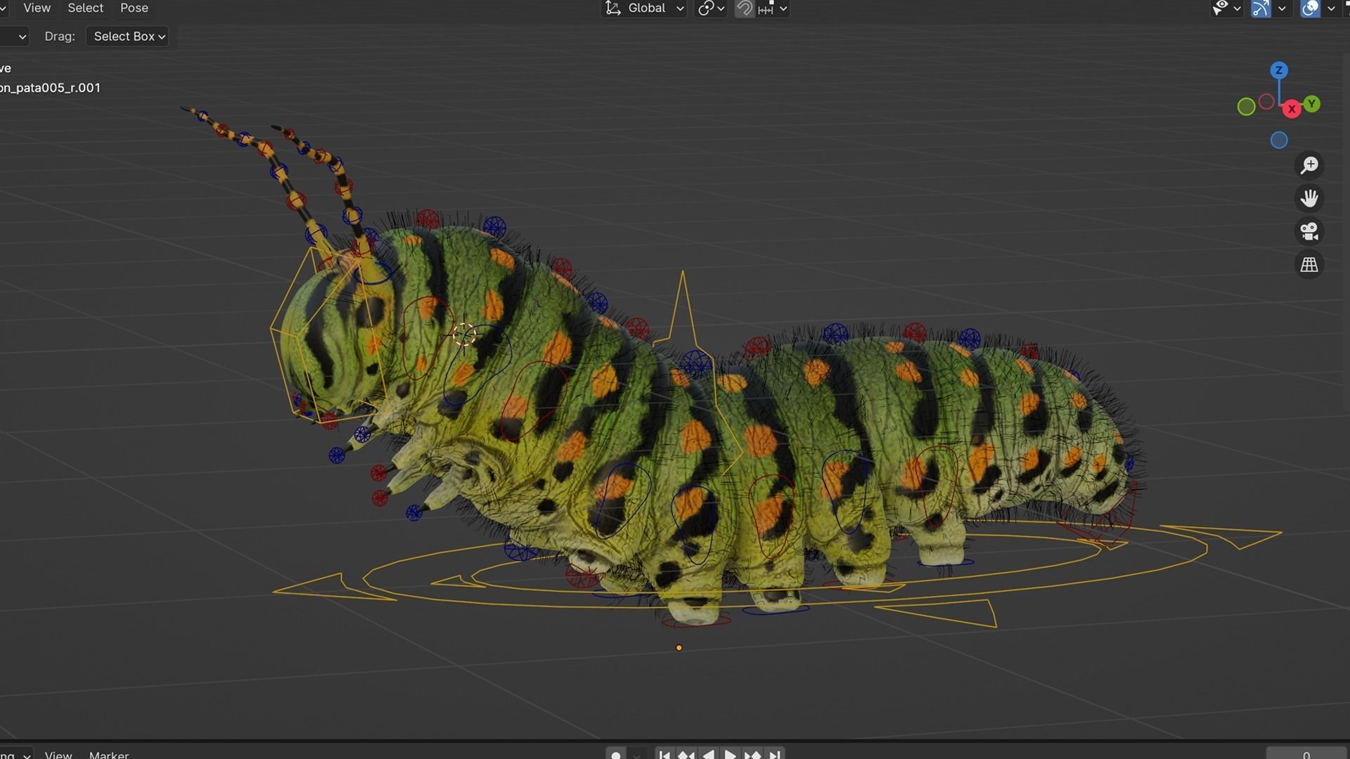Caterpillar Low-poly 3D model_7