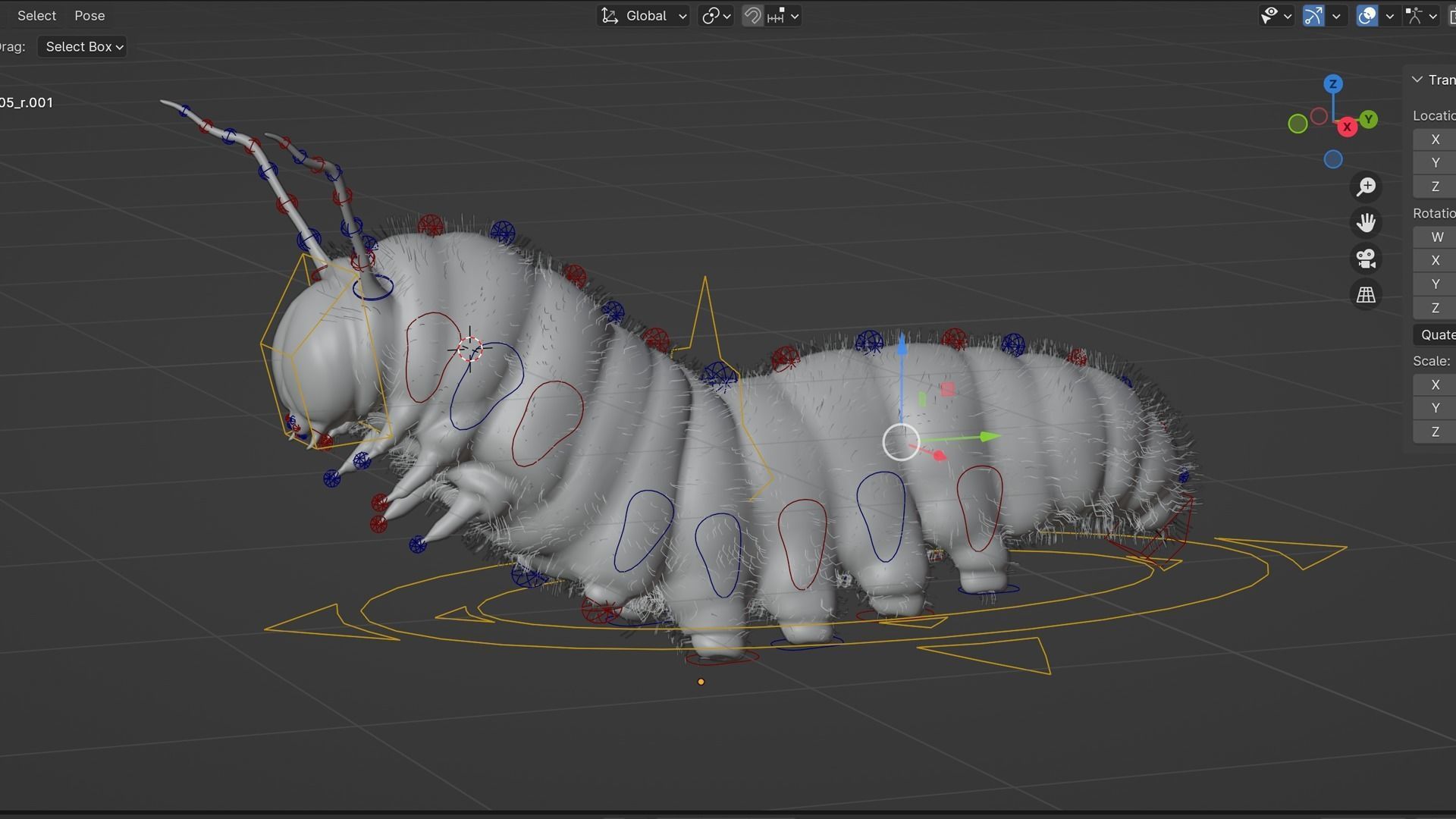 Caterpillar Low-poly 3D model_8