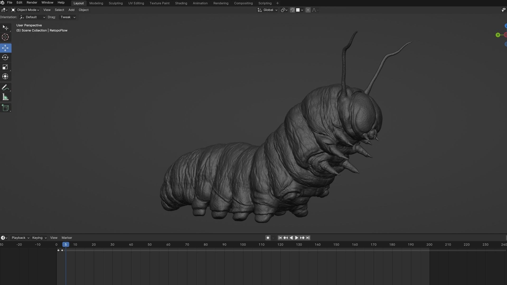Caterpillar Low-poly 3D model_5