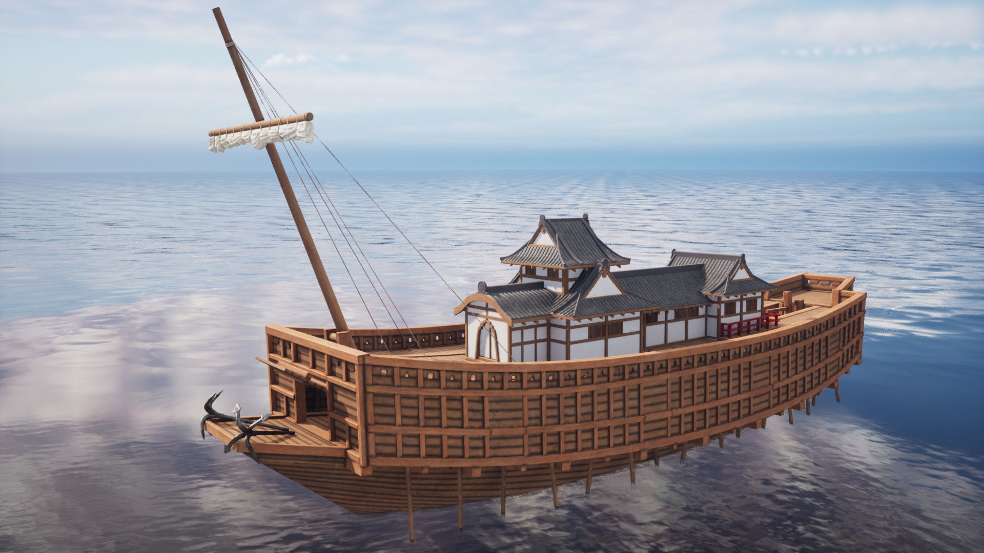 Atakebune - Japanese warship Low-poly 3D model_11