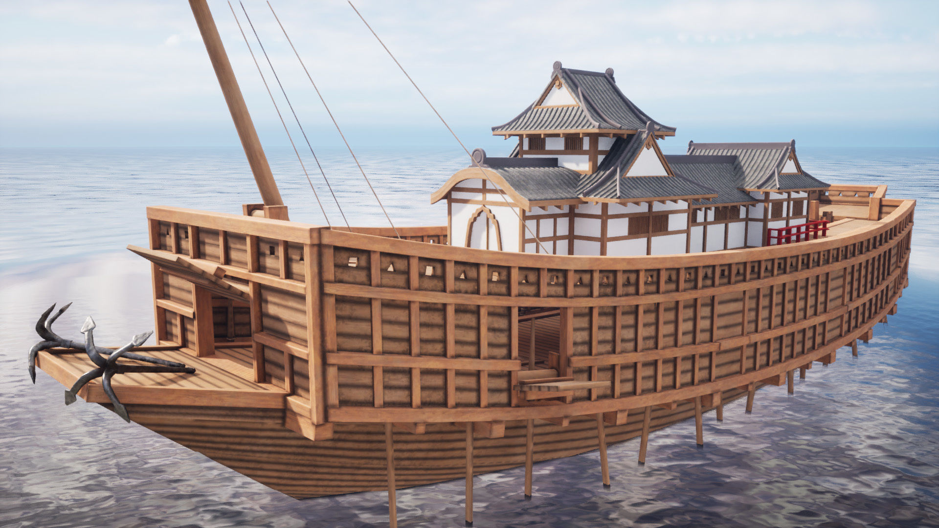 Atakebune - Japanese warship Low-poly 3D model_13