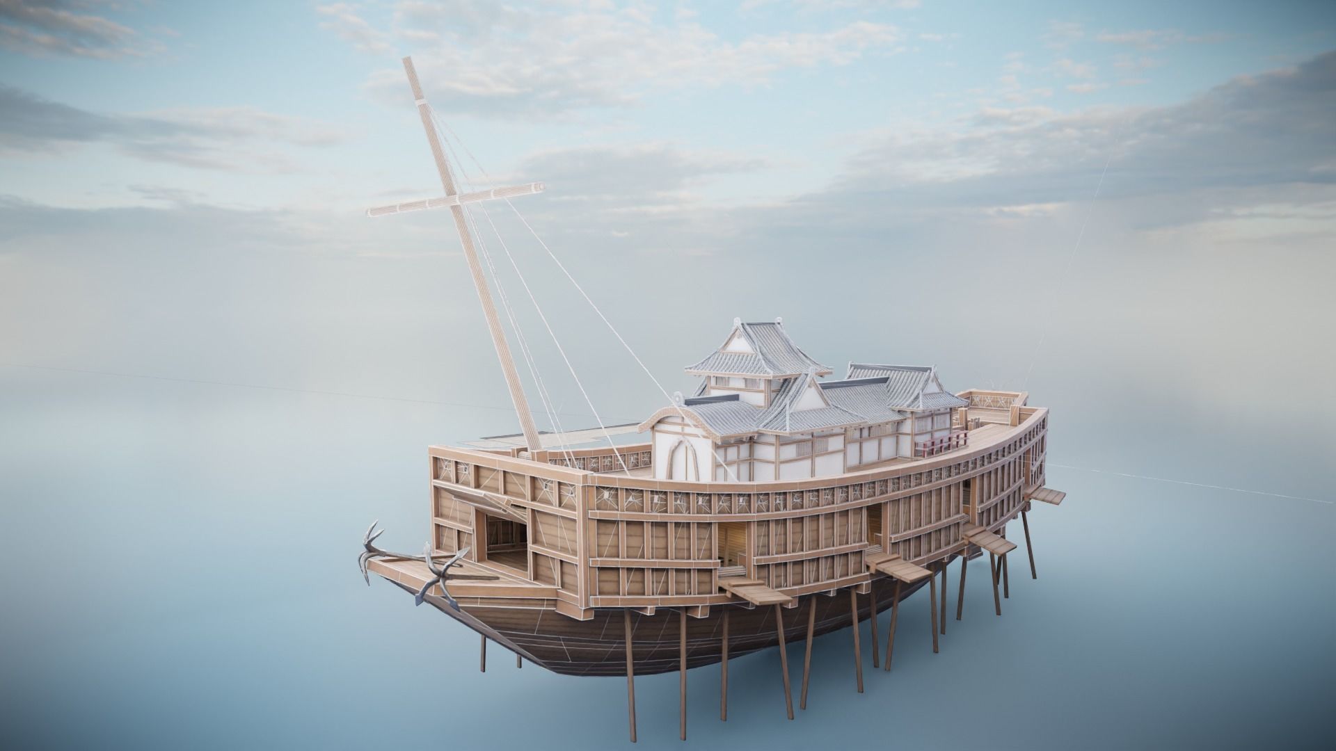 Atakebune - Japanese warship Low-poly 3D model_28