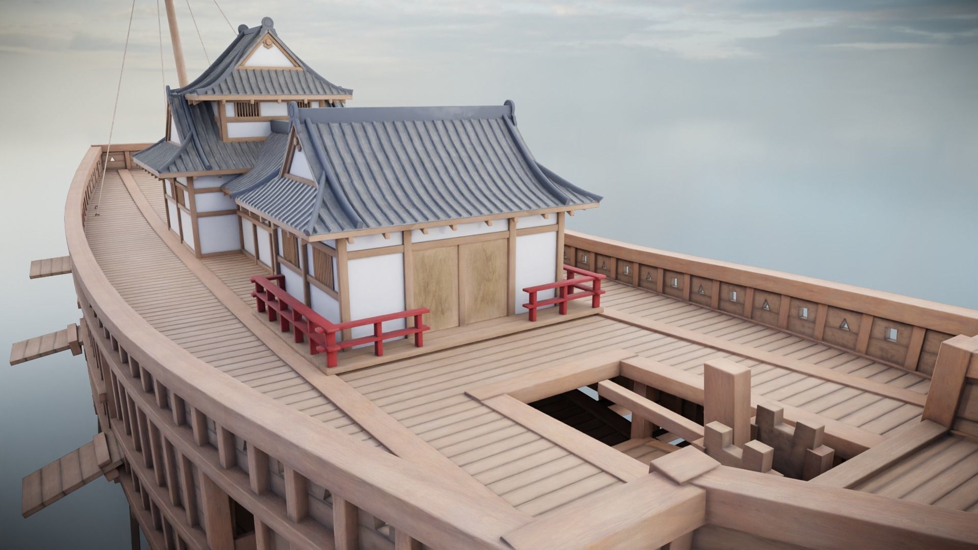 Atakebune - Japanese warship Low-poly 3D model_15