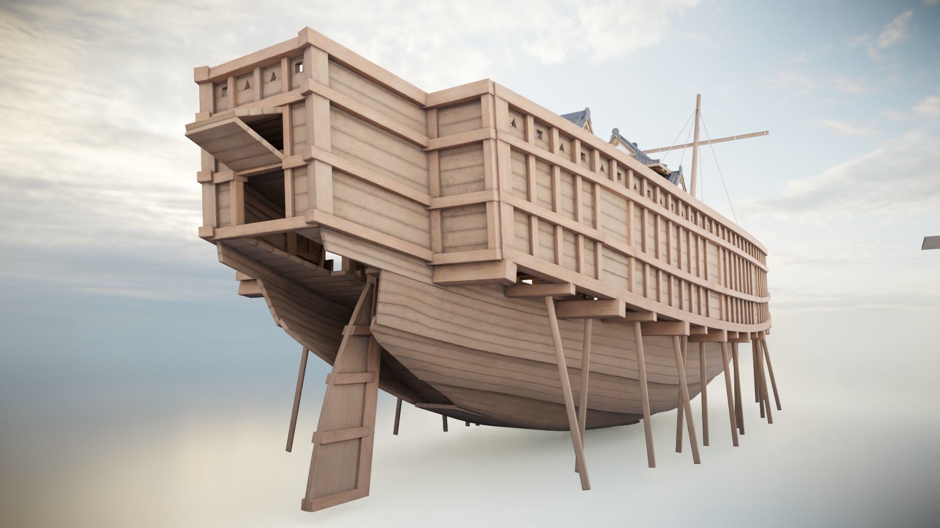 Atakebune - Japanese warship Low-poly 3D model_26