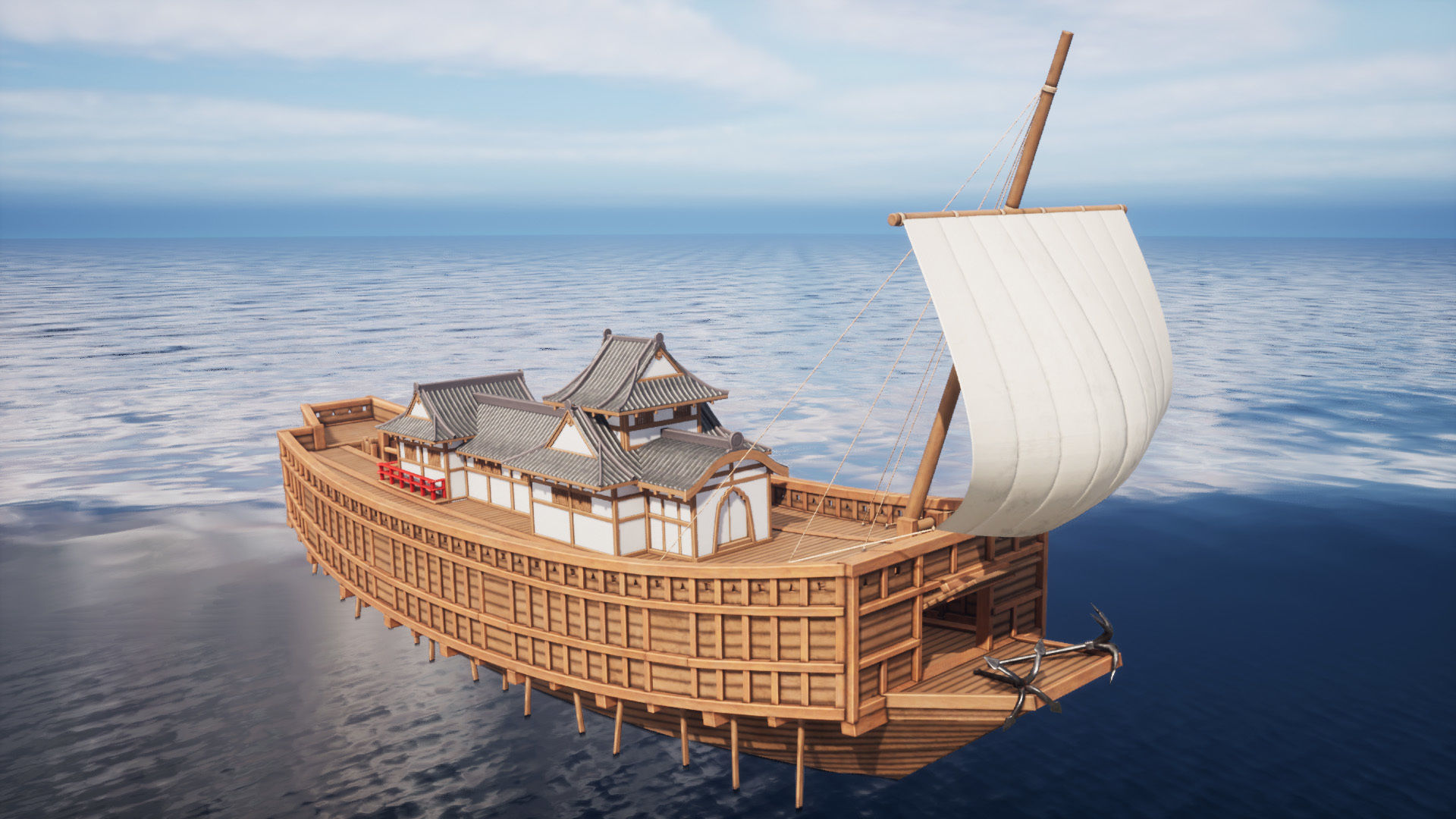Atakebune - Japanese warship Low-poly 3D model_4